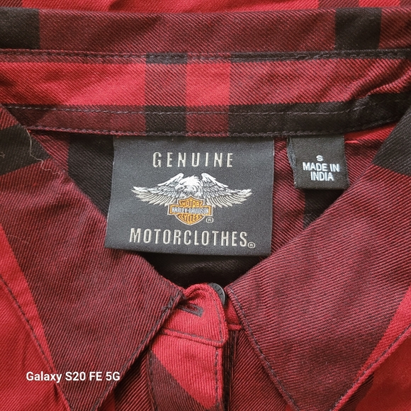 EUC - Harley Davidson Womens Red and Black Plaid Button Up - Picture 3 of 7